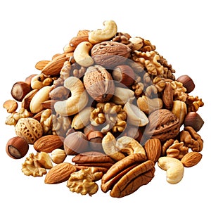 A Pile of Assorted Nuts on a Black Background
