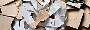A pile of assorted paper and cardboard materials m