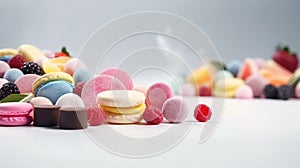 a pile of assorted sweets sitting on top of a table