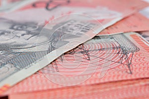Pile of Australian Twenty Dollar Banknotes