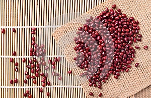 Pile of azuki beans or red mung beans