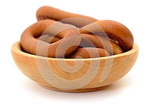 Pile of bagels isolated