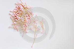 Pile of bamboo cotton buds or tampons