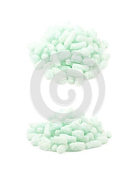 Pile of bioplastic foam peanuts