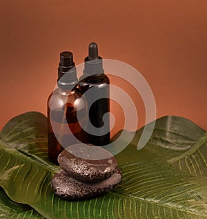 Pile of black black massage stones stock images