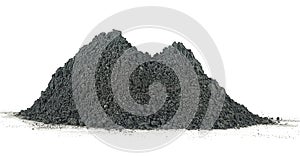 Pile of black cosmetic clay powder isolated on white background