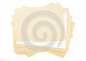 Pile of blank brown folders photo