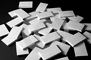 Pile of blank white rectangular objects