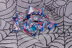 Pile of blue Boom Vampire filled fizz candy gum by Fini