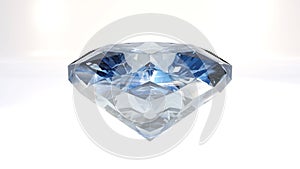 Pile of blue diamonds on white background, 3D illustration