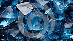 A pile of blue ice cubes