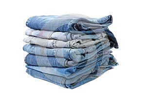 Pile of blue jeans