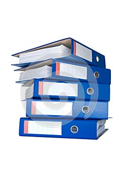 Pile of blue ring binders.
