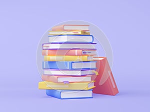 Pile of books 3D render isolated on background