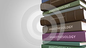 Pile of books on ANAESTHESIOLOGY, loopable 3D animation