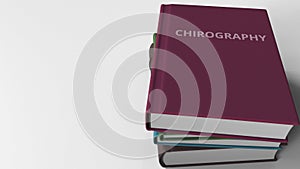 Pile of books on CHIROGRAPHY. 3D rendering