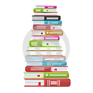 Pile of books vector illustration. Icon stack of books with solid color and flat style.