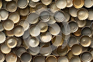 Pile of Bottle Caps, Metal Background Texture