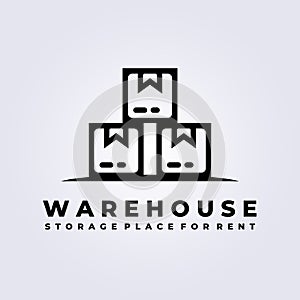 Pile of boxes, storage place , warehouse logo icon sign symbol vector illustration design