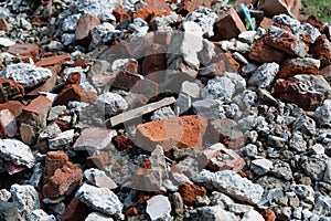 pile of bricks concrete construction garbage at a demolished site
