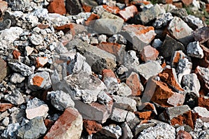pile of bricks concrete construction garbage at a demolished site