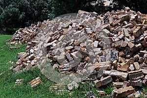 Pile of bricks after a fire