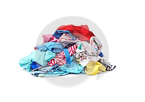 A pile of bright clothes isolated on white