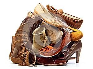 Pile of Brown Female Shoes