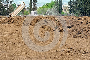 Pile of brown Soil. Construction dirt pile photo