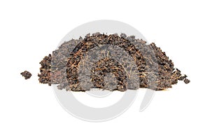 Pile brown soil or fertile soil for planting isolated on white background.