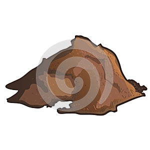 A pile of brown substrate isolated on white background. Vector cartoon close-up illustration.