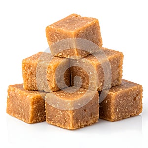 A pile of brown sugar cubes photo