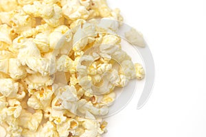 Pile of Buttered Popcorn on a White Background
