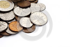 Pile of Canadian Coins with Copy Space