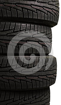 Pile of car Tires objects isolated on background