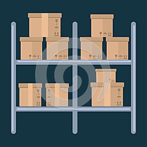 Pile cardboard boxes on warehouse shelves vector illustration vector illustration