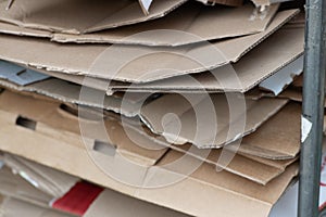 Pile of carton at separate waste collection bin