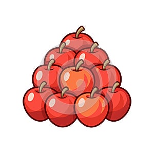 Pile of cartoon red apples, isolated