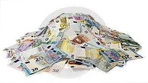 Pile of cash, stack of money, 2016 new euro bills