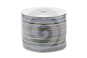 Pile of cd with clipping path isolated on white background.