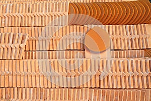 Pile of ceramic roof tile