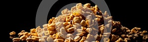 Pile Of Cereal On A Black Background. Generative AI