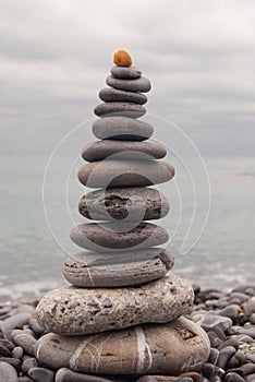 Pile of characteristic pebbles on Camogli beach