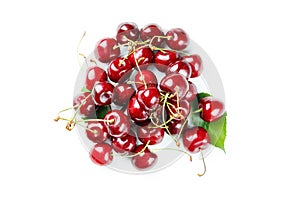 Pile of cherries isolated