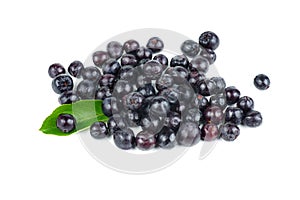 Pile of chokeberries isolated on white background