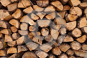 A pile of chopped wood for the stove