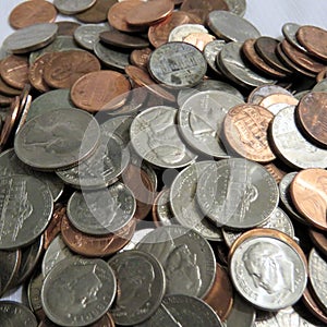 Pile of Circulated Assorted United States Coins