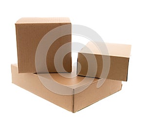 A pile of closed carboard boxes