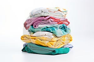 a pile of cloth diapers on a white backdrop