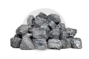 Pile of coal isolated on white